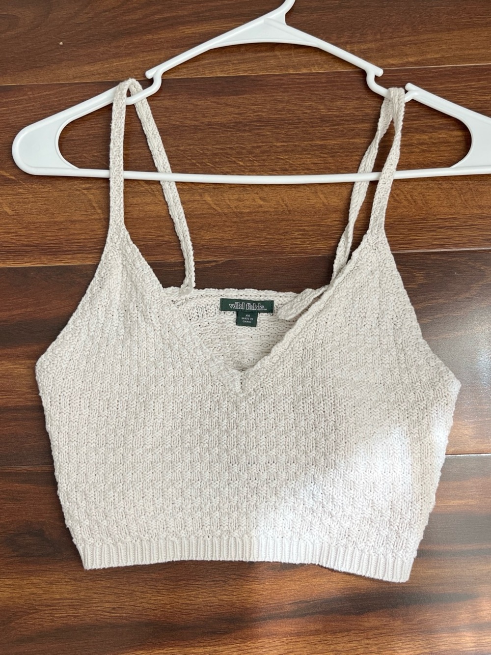 wild fable Cream Knit Cropped V-Neck Tank